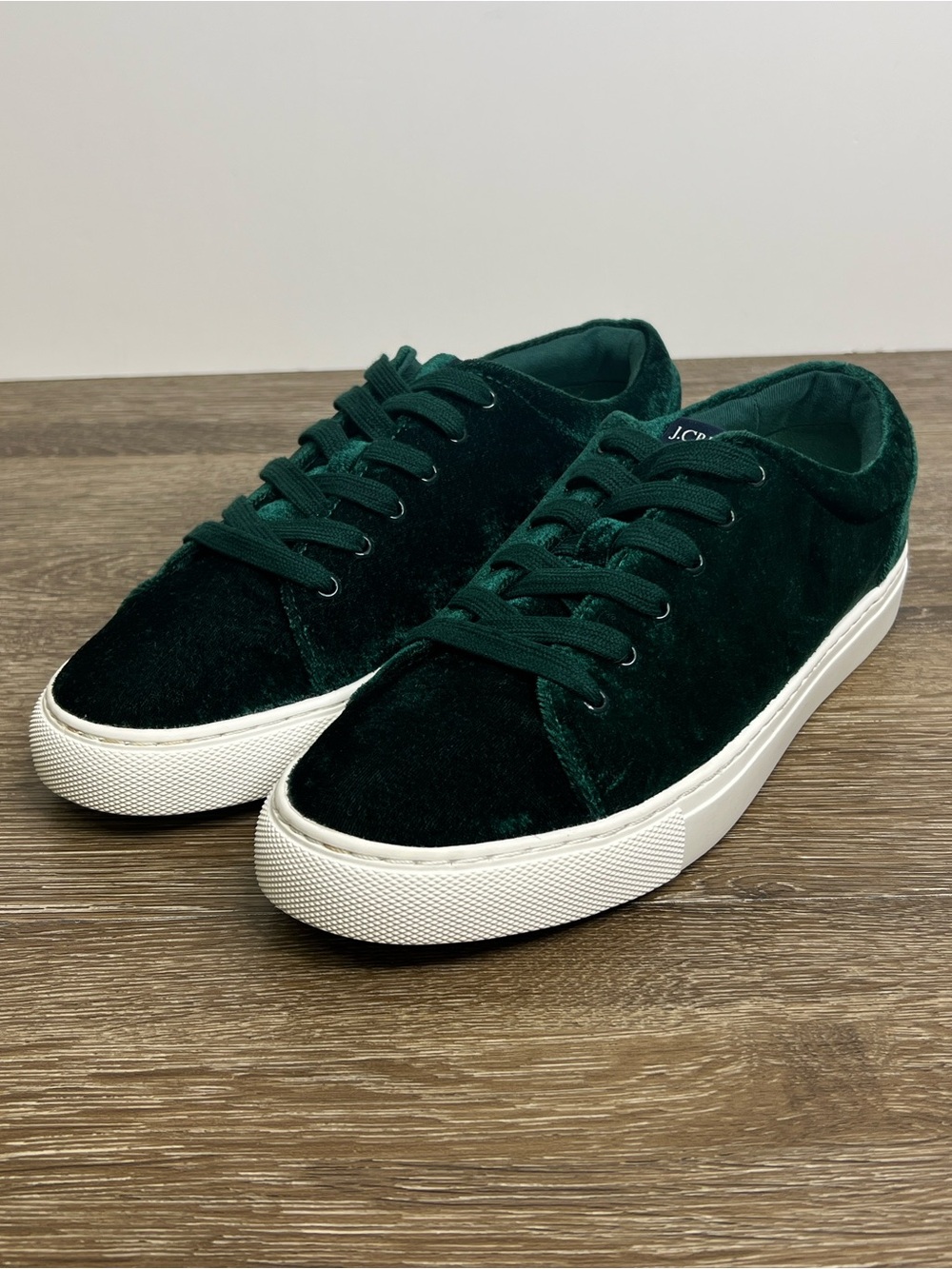 J.Crew Road Trip Emerald Green Velvet Sneakers Size 8